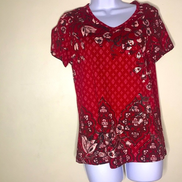 Christopher & Banks Tops - Christopher&banks red floral short sleeve top
